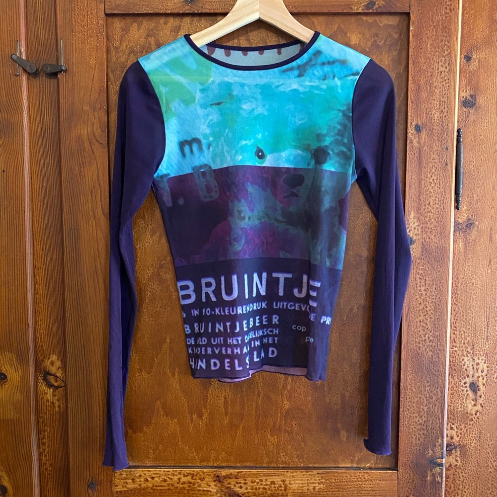 VTG 1990s Cop Copine Teddy Bear Mesh Top